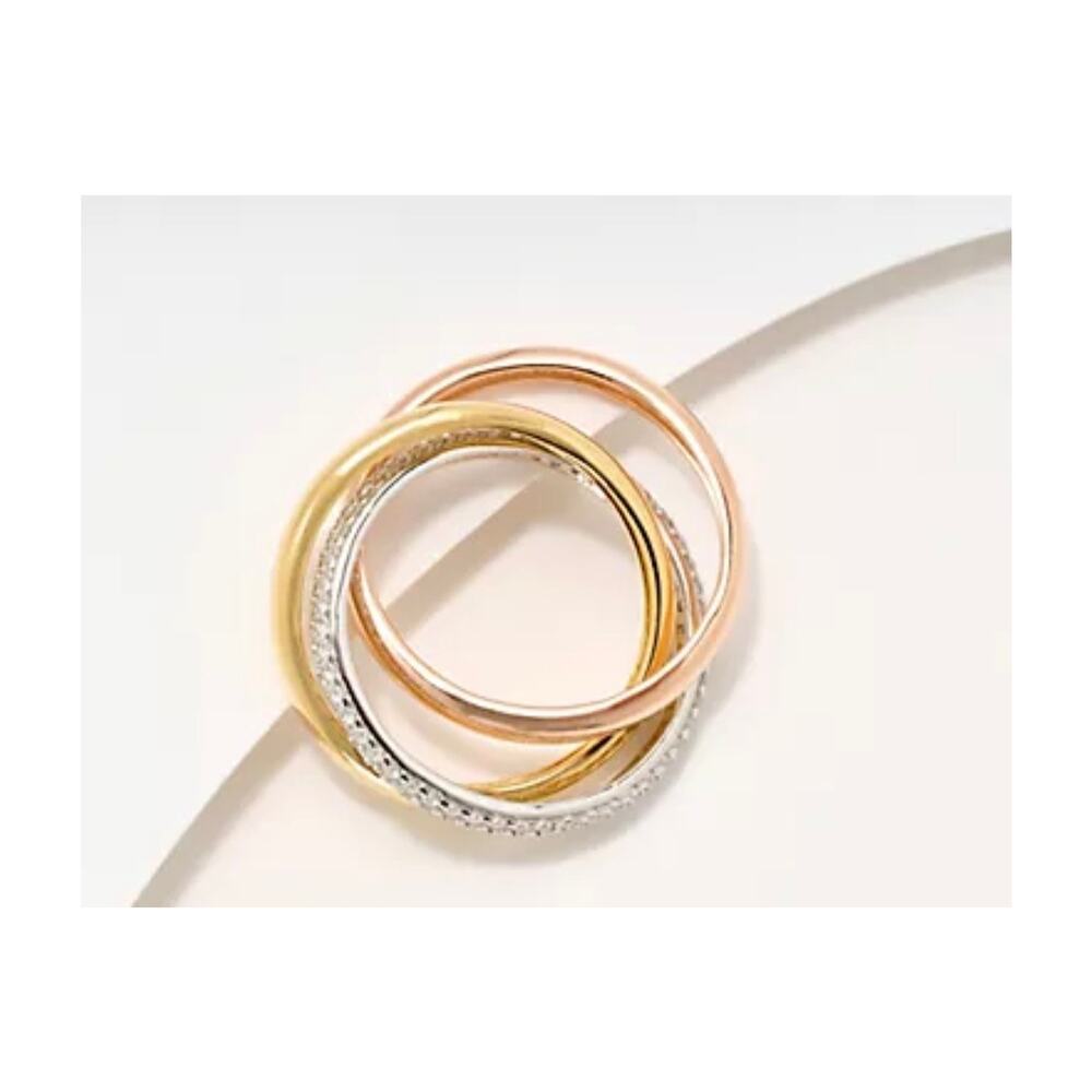 Diamonique Italia Interlocking Rings, Sterling Silver 18k gold plated - Picture 2 of 6